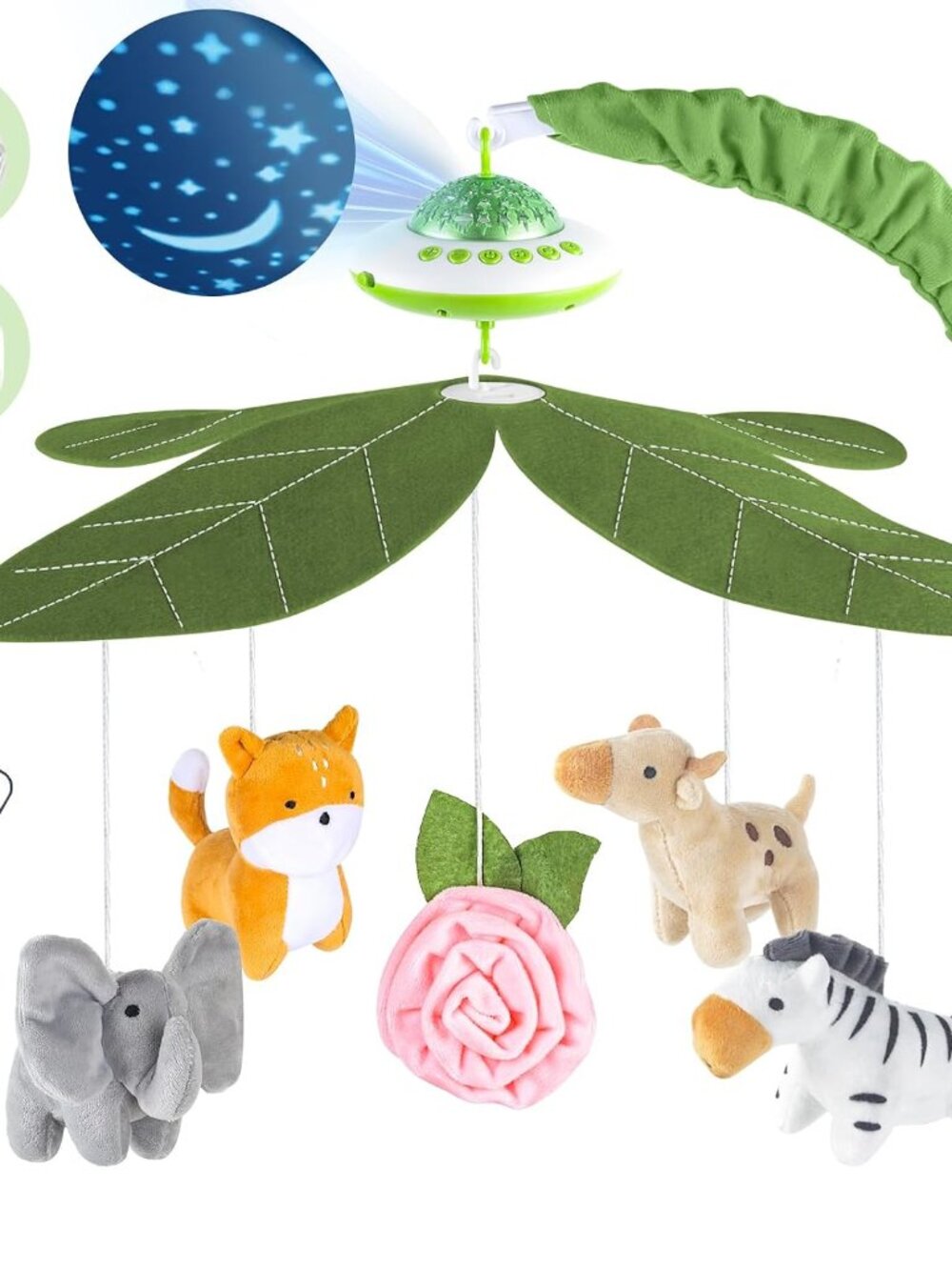 Baby Crib Mobile with Music and Lights, Nursery Baby Mobile for Crib Bassinet wi